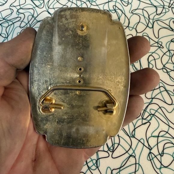 Brass and Variscite Belt Buckle - Picture 2 of 3